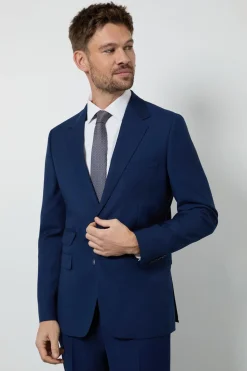 Veste De Costume Ajustée Texturée Bleu Roi
