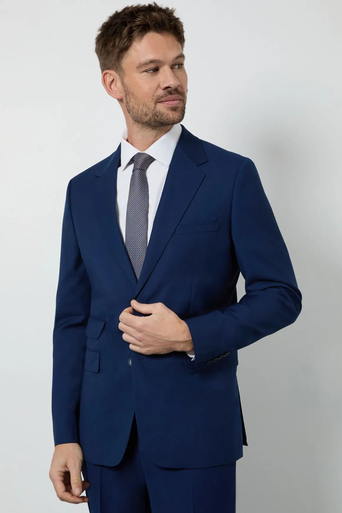 Veste De Costume Ajustée Texturée Bleu Roi