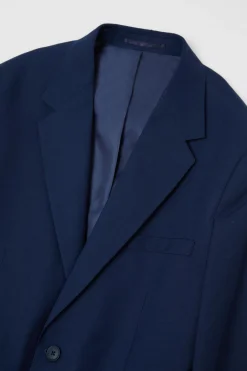 Veste De Costume Ajustée Texturée Bleu Roi