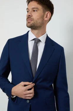 Veste De Costume Ajustée Texturée Bleu Roi