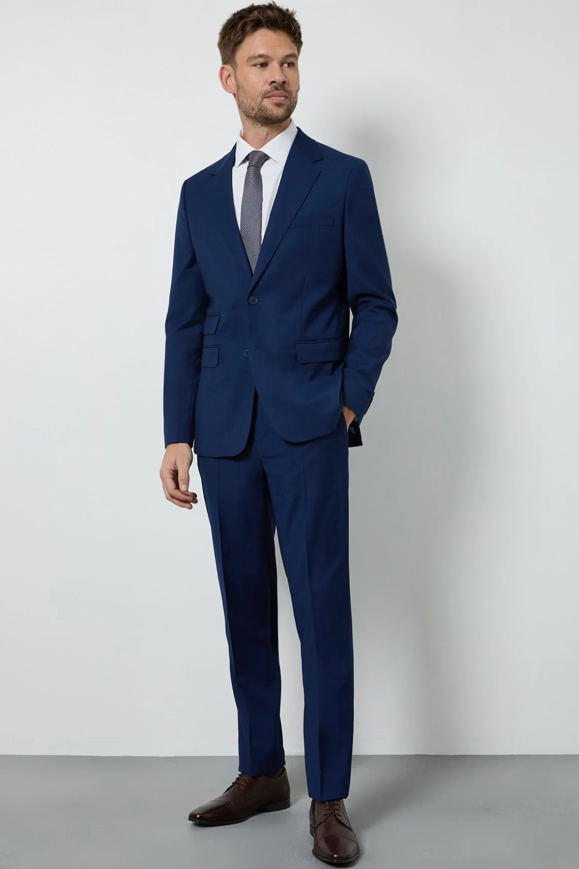 Veste De Costume Ajustée Texturée Bleu Roi
