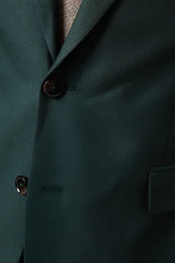 Veste de Costume Ajustée Vert Foncé