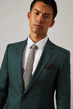 Veste de Costume Ajustée Vert Foncé