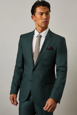 Veste de Costume Ajustée Vert Foncé