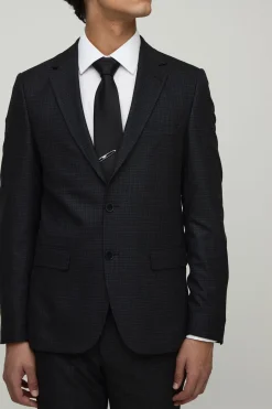 Veste de costume à carreaux slim à simple boutonnage