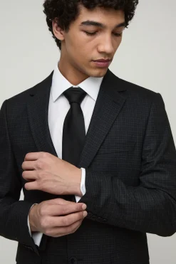 Veste de costume à carreaux slim à simple boutonnage