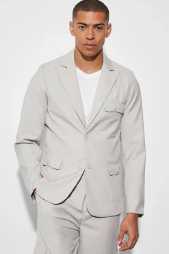 boohooMAN Veste de costume cintrée cargo<Homme Costumes Et Tenues Formelles
