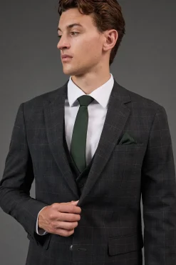 Burton Veste de Costume Cintrée à Carreaux Fenêtre Anthracite<Homme Costumes Et Tenues Formelles