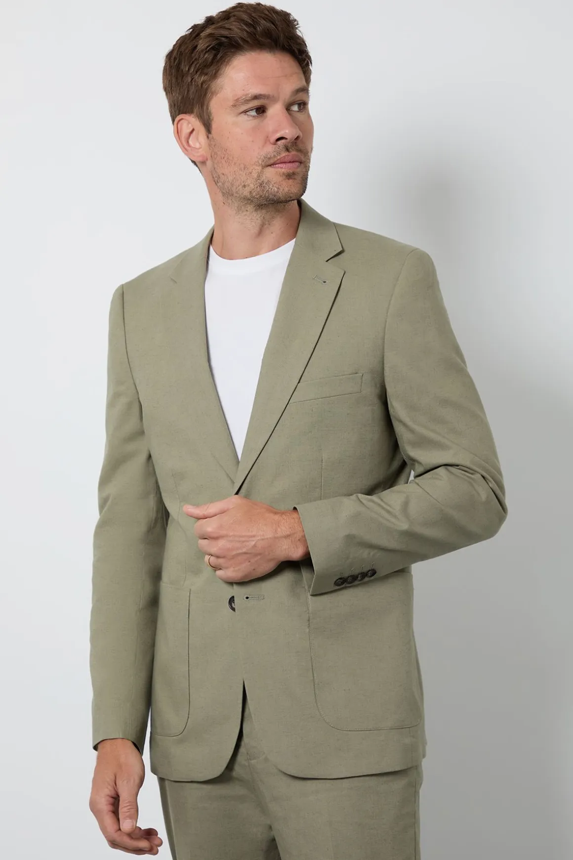 Veste De Costume Cintrée En Lin Vert Clair