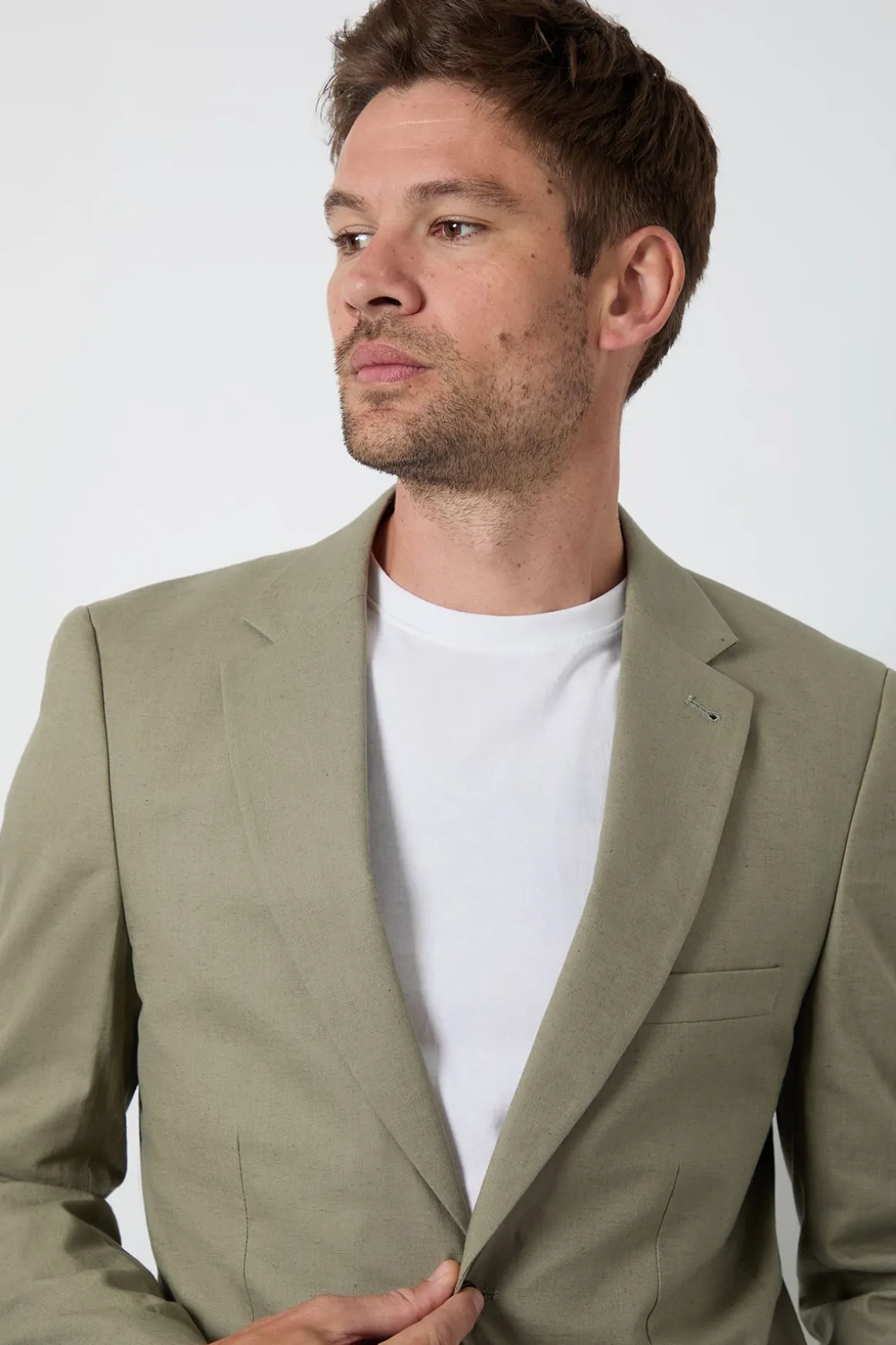 Veste De Costume Cintrée En Lin Vert Clair