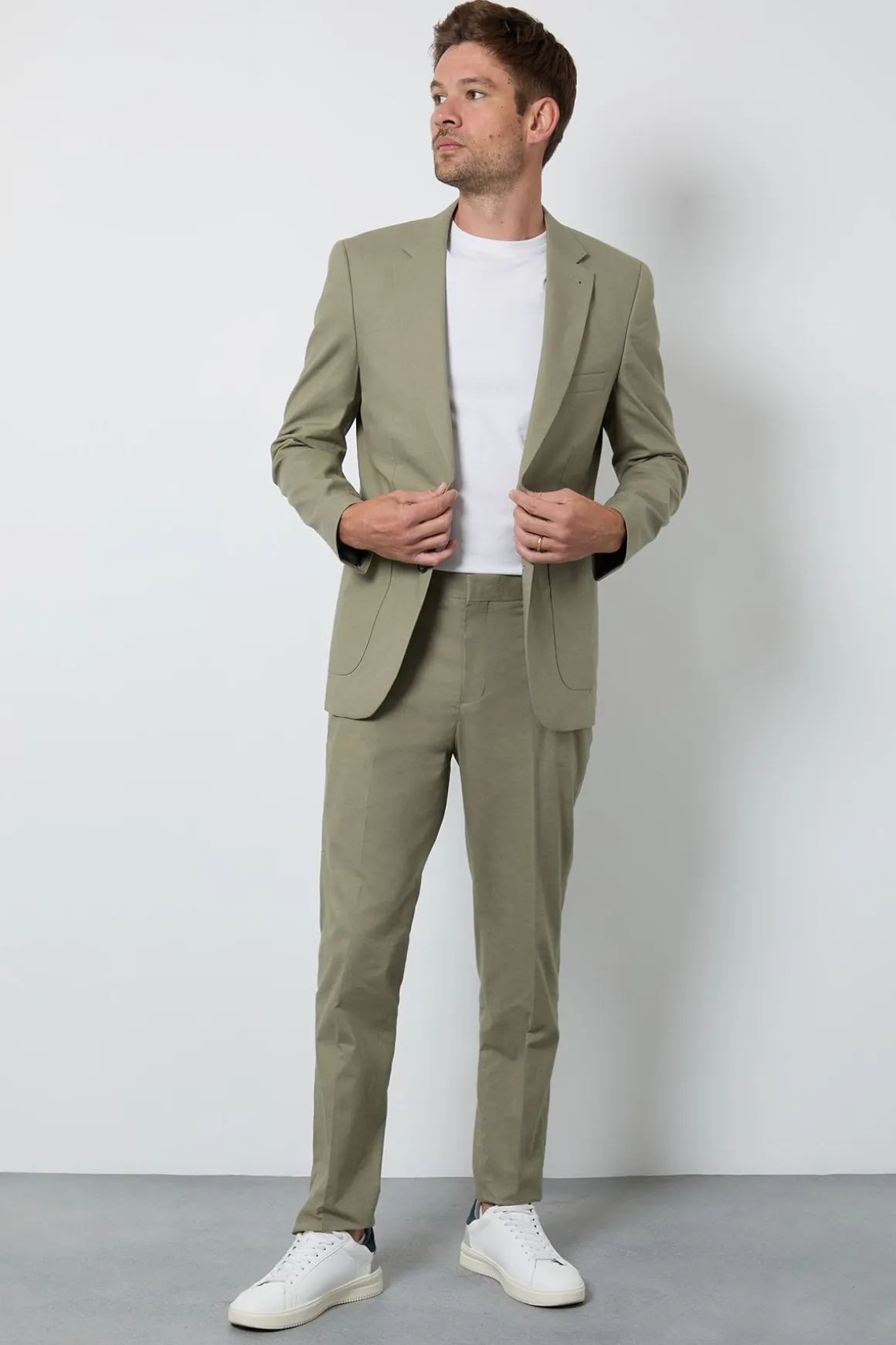 Veste De Costume Cintrée En Lin Vert Clair
