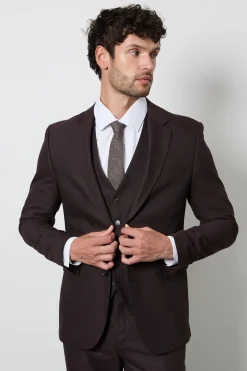 Veste De Costume Cintrée Texturée Bordeaux