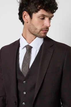Veste De Costume Cintrée Texturée Bordeaux