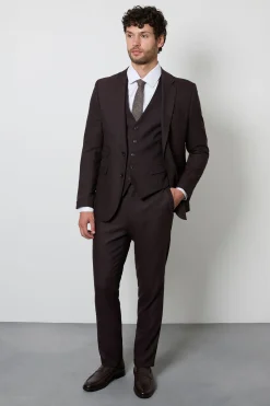 Veste De Costume Cintrée Texturée Bordeaux