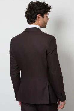 Veste De Costume Cintrée Texturée Bordeaux