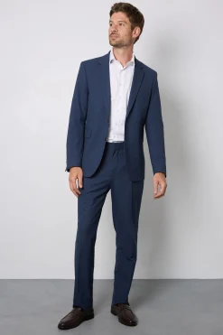 Veste De Costume Coupe Ajustée Bleu Marine Chiné