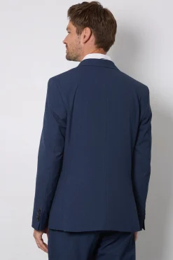 Veste De Costume Coupe Ajustée Bleu Marine Chiné