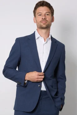 Veste De Costume Coupe Ajustée Bleu Marine Chiné