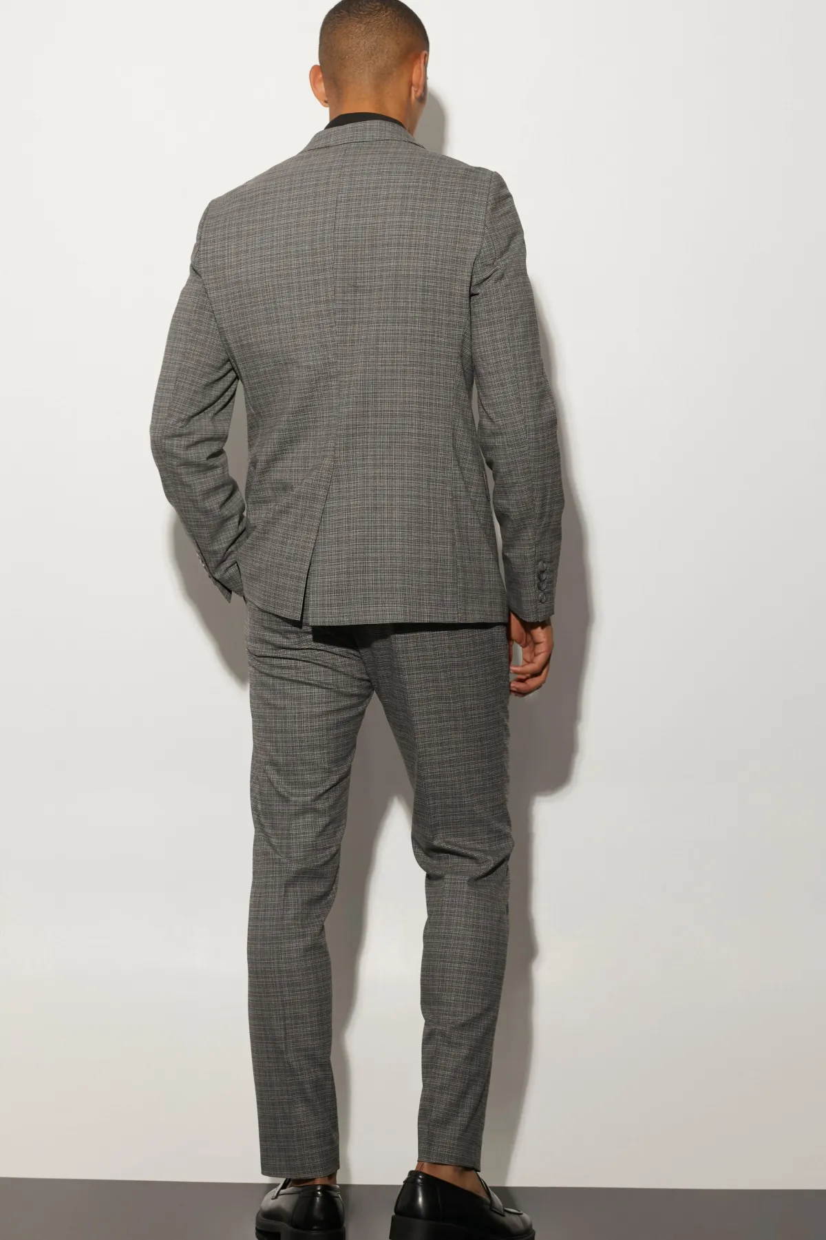 boohooMAN Veste de costume à coupe ajustée à carreaux avec surpiqûres contrastantes<Homme Costumes Et Tenues Formelles