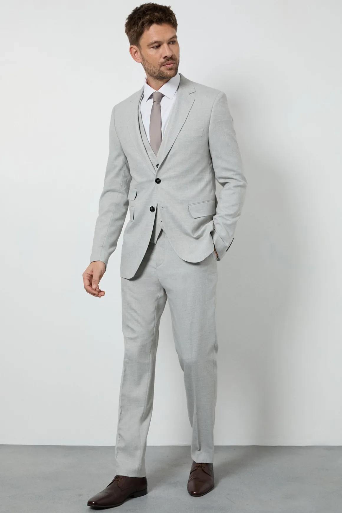 Veste de Costume Coupe Ajustée Gris Pâle