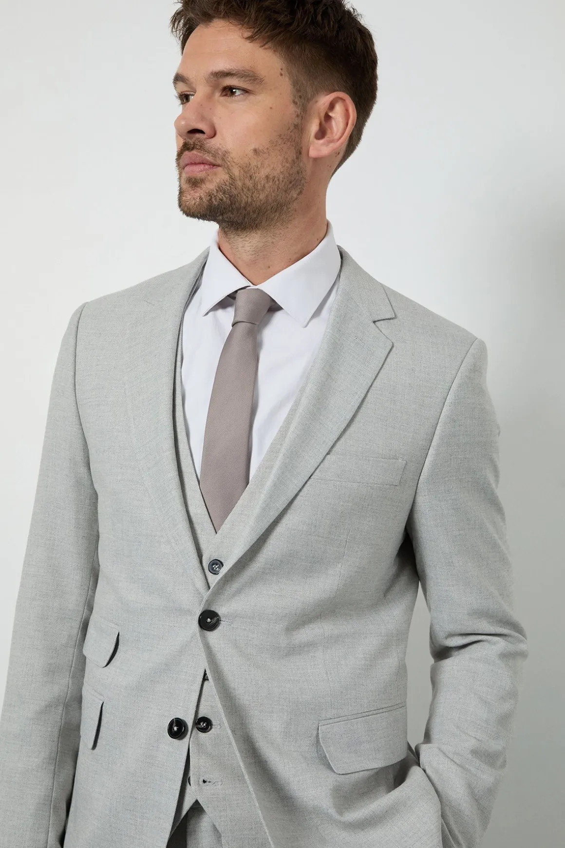Veste de Costume Coupe Ajustée Gris Pâle