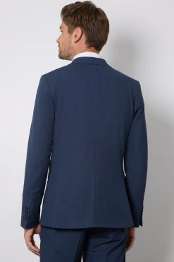 Veste De Costume Coupe Ajustée Bleu Marine Chiné