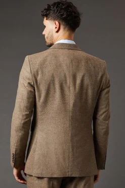 Burton Veste de Costume Coupe Ajustée Aspect Tweed Marron Clair<Homme Costumes Et Tenues Formelles