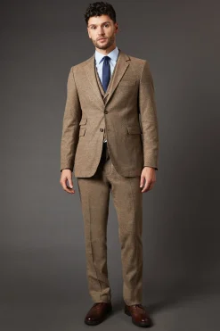 Burton Veste de Costume Coupe Ajustée Aspect Tweed Marron Clair<Homme Costumes Et Tenues Formelles