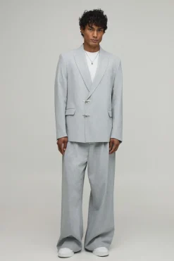 boohooMAN Veste De Costume Coupe Décontractée À Rayures Tennis Et Détail Fermoir<Femme Tailleurs|Ensembles