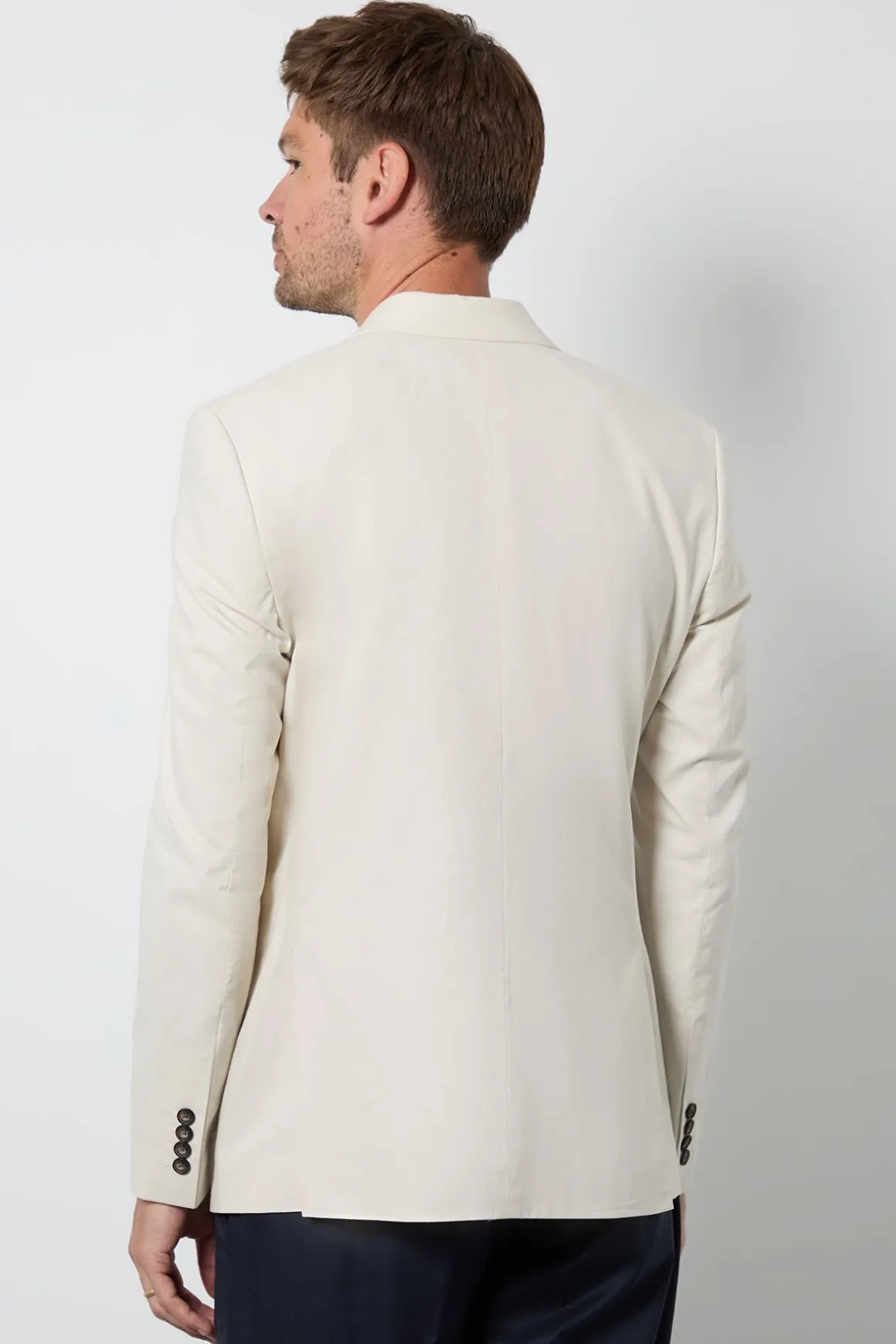 Veste De Costume Croisée En Lin Naturel