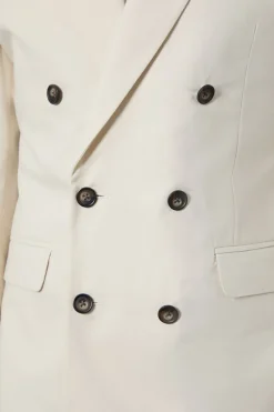 Veste De Costume Croisée En Lin Naturel