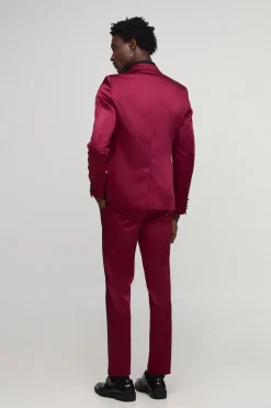 Veste de costume en satin à col contrasté, coupe ajustée