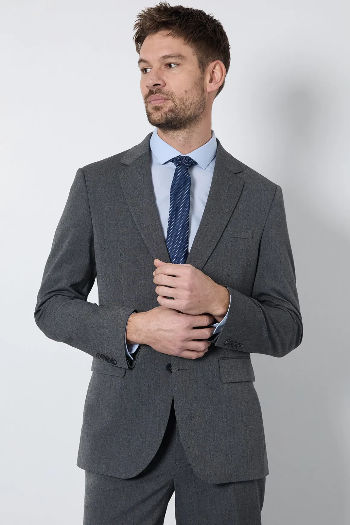 Veste De Costume Essentielle Ajustée Gris Moyen