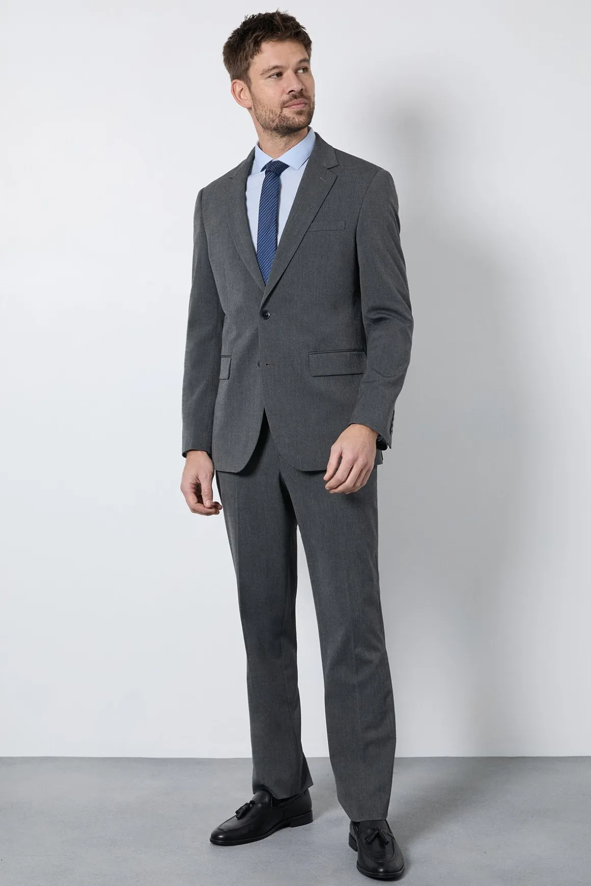 Veste De Costume Essentielle Ajustée Gris Moyen