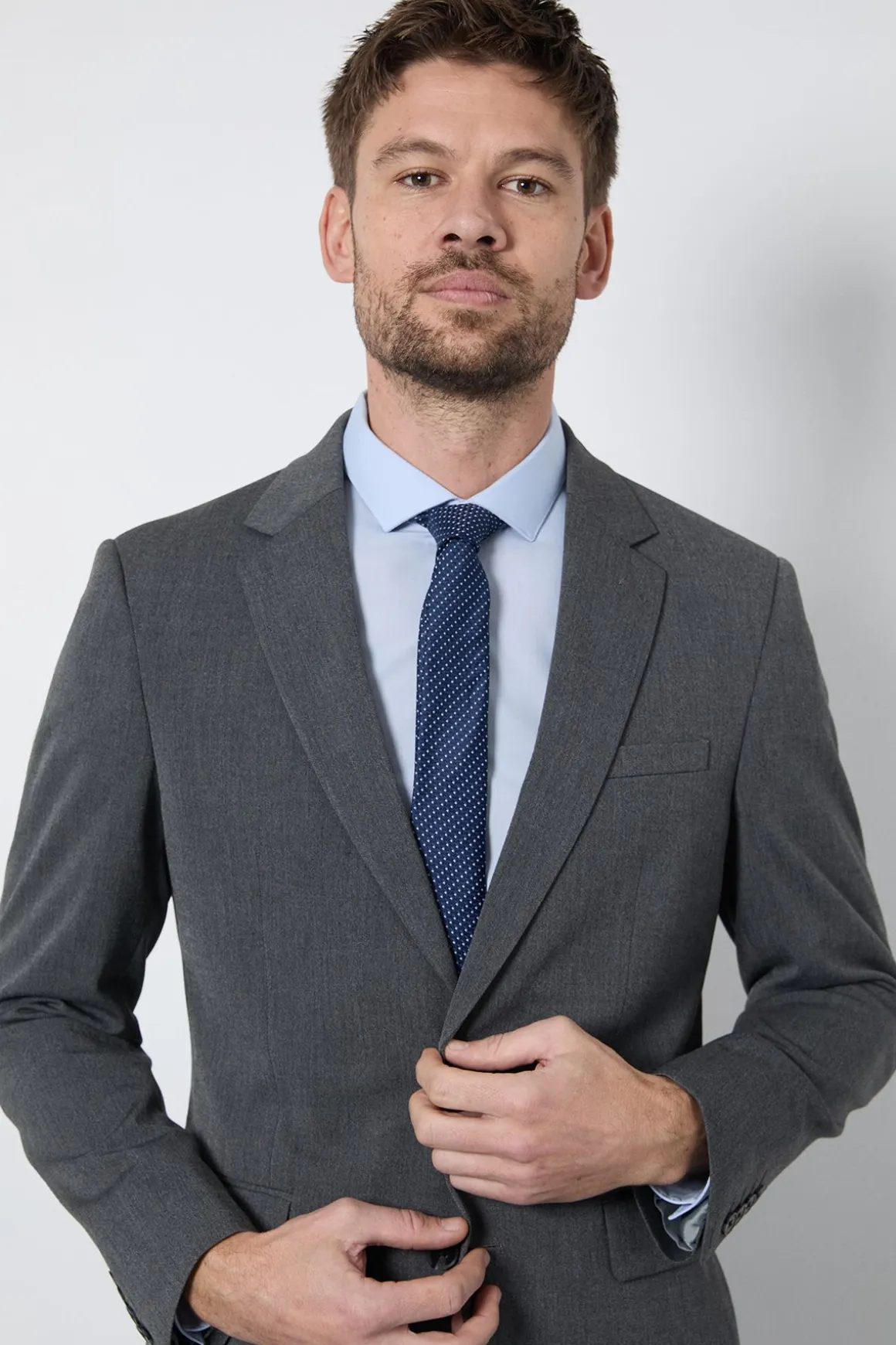 Veste De Costume Essentielle Ajustée Gris Moyen