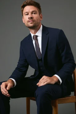 Veste de Costume Essentielle Ajustée Marine