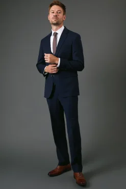 Veste de Costume Essentielle Ajustée Marine