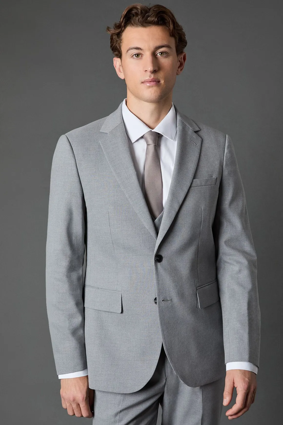 Veste de Costume Essentielle Coupe Ajustée Gris Clair