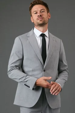 Veste de Costume Essentielle Coupe Ajustée Gris Clair