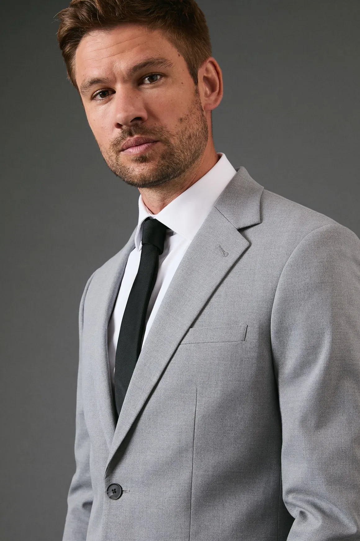 Veste de Costume Essentielle Coupe Ajustée Gris Clair