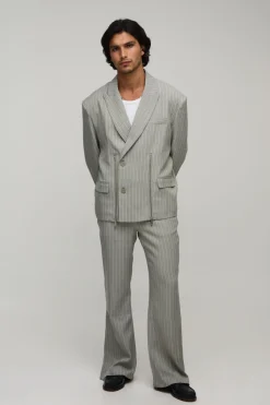 Veste De Costume Oversize À Double Boutonnage Avec Fermeture Zippée