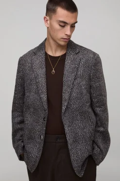 boohooMAN Veste de costume oversize à enveloppement frontal en motif chevron<Homme Costumes Et Tenues Formelles