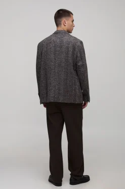 boohooMAN Veste de costume oversize à enveloppement frontal en motif chevron<Homme Costumes Et Tenues Formelles