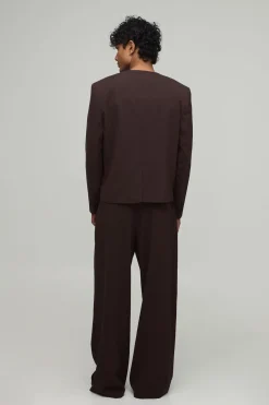 Veste De Costume Oversize Sans Col Avec Détail Fermoir