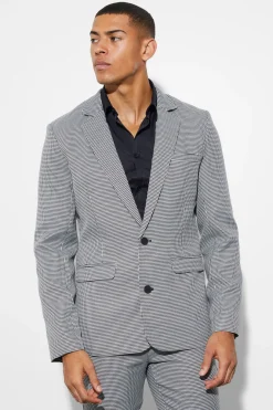 Veste de costume skinny à simple boutonnage et motif pied-de-poule