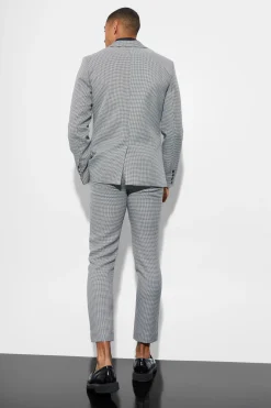Veste de costume skinny à simple boutonnage et motif pied-de-poule