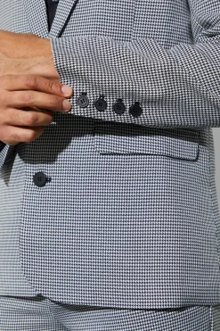 Veste de costume skinny à simple boutonnage et motif pied-de-poule