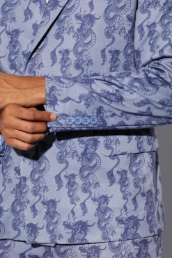 boohooMAN Veste de costume slim fit wrap à imprimé dragon<Homme Costumes Et Tenues Formelles