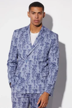 boohooMAN Veste de costume slim fit wrap à imprimé dragon<Homme Costumes Et Tenues Formelles