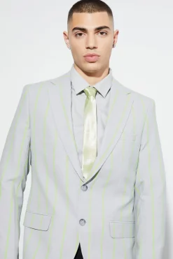 boohooMAN Veste de costume slim à simple boutonnage et grandes rayures<Homme Costumes Et Tenues Formelles